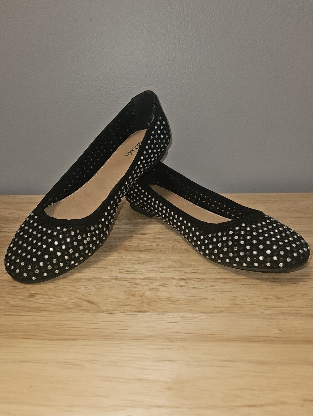 Marbella Black Faux Suede Ballet Flats- Size 9 NOWT